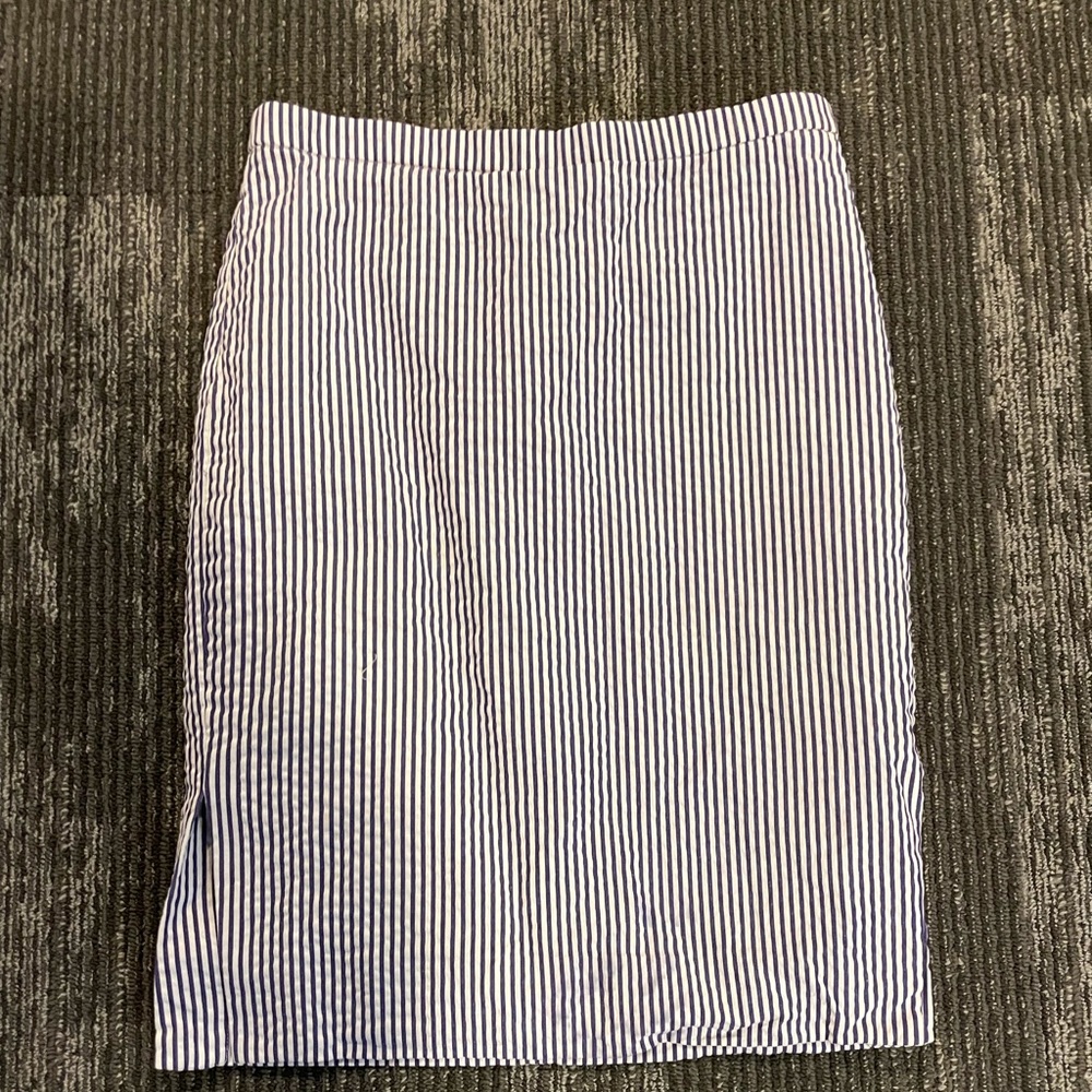 J Crew blue and white pencil skirt